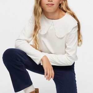 Mango Babydoll Collar Cotton White T-Shirt